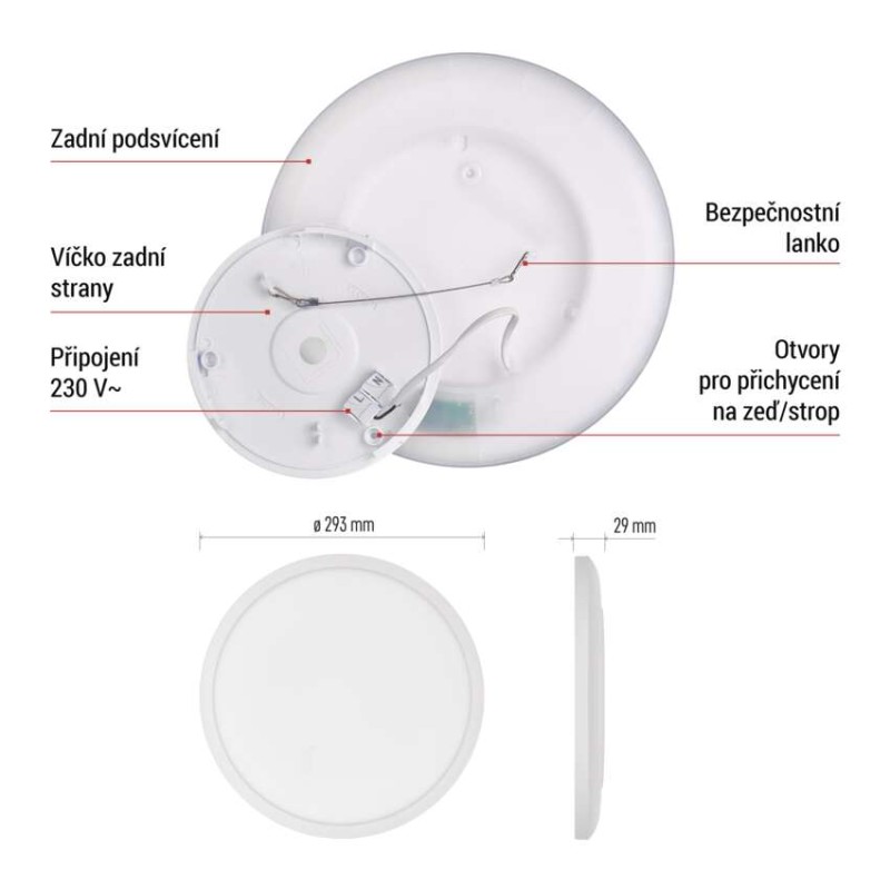 LED přisazené svítidlo FLORI kruhové, bílé, 18W, neutrální bílá
