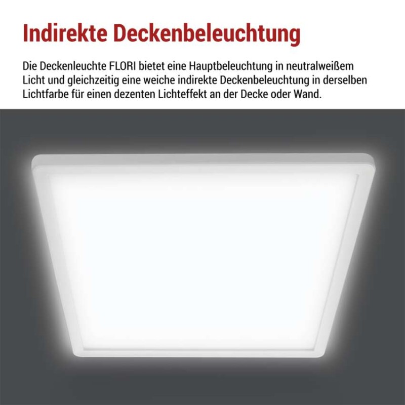 LED-Anbauleuchte FLORI quadrat, weiß, 18W, neutralweiß