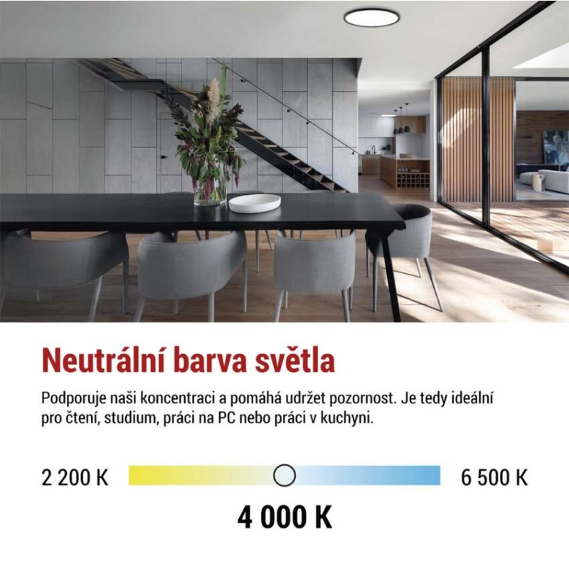 LED přisazené svítidlo FLORI kruhové, černé, 18W, neutrální bílá