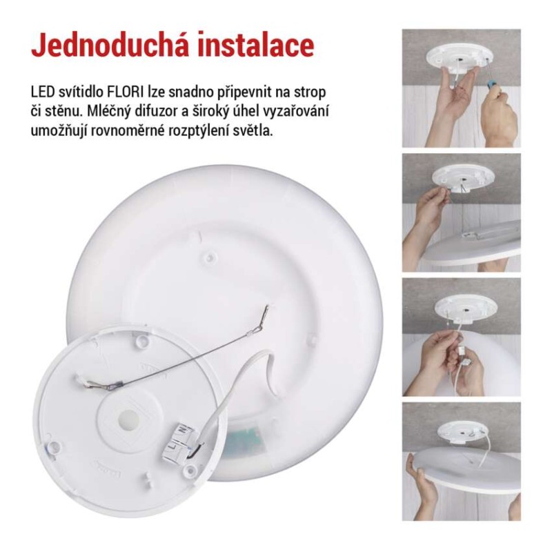 LED přisazené svítidlo FLORI kruhové, bílé, 22W, neutrální bílá
