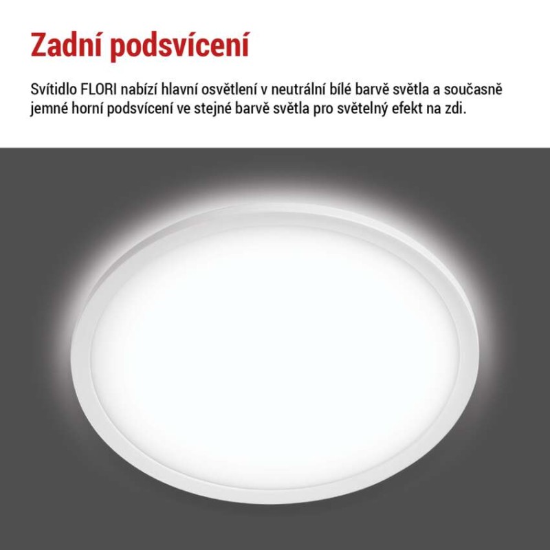 LED přisazené svítidlo FLORI kruhové, bílé, 22W, neutrální bílá