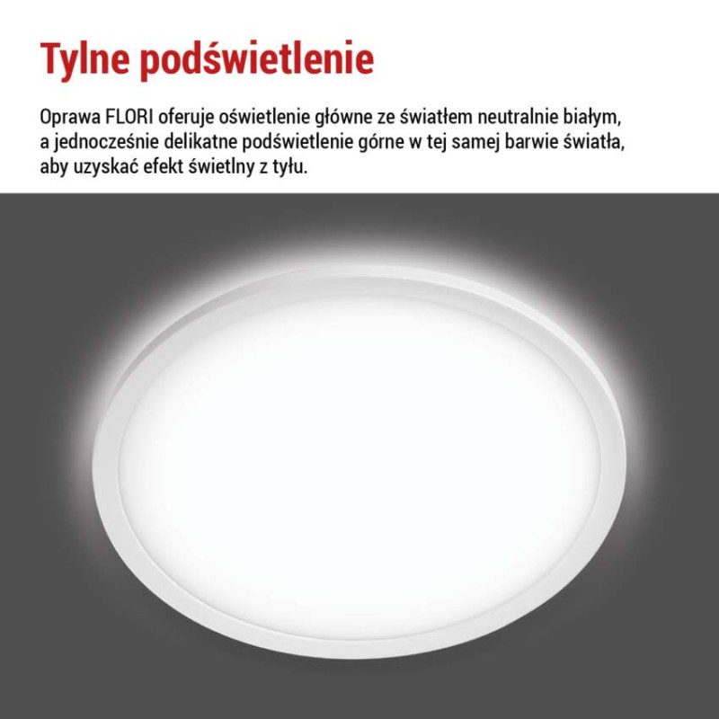 Oprawa LED FLORI okrągła, biała, 22W, neutralna biel