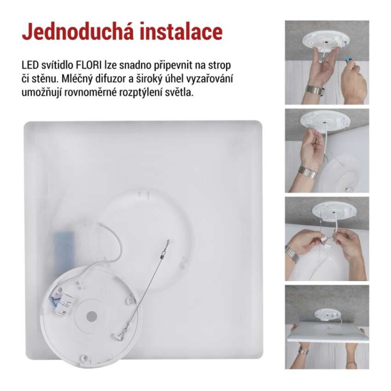 LED přisazené svítidlo FLORI čtvercové, bílé, 22W, neutrální bílá