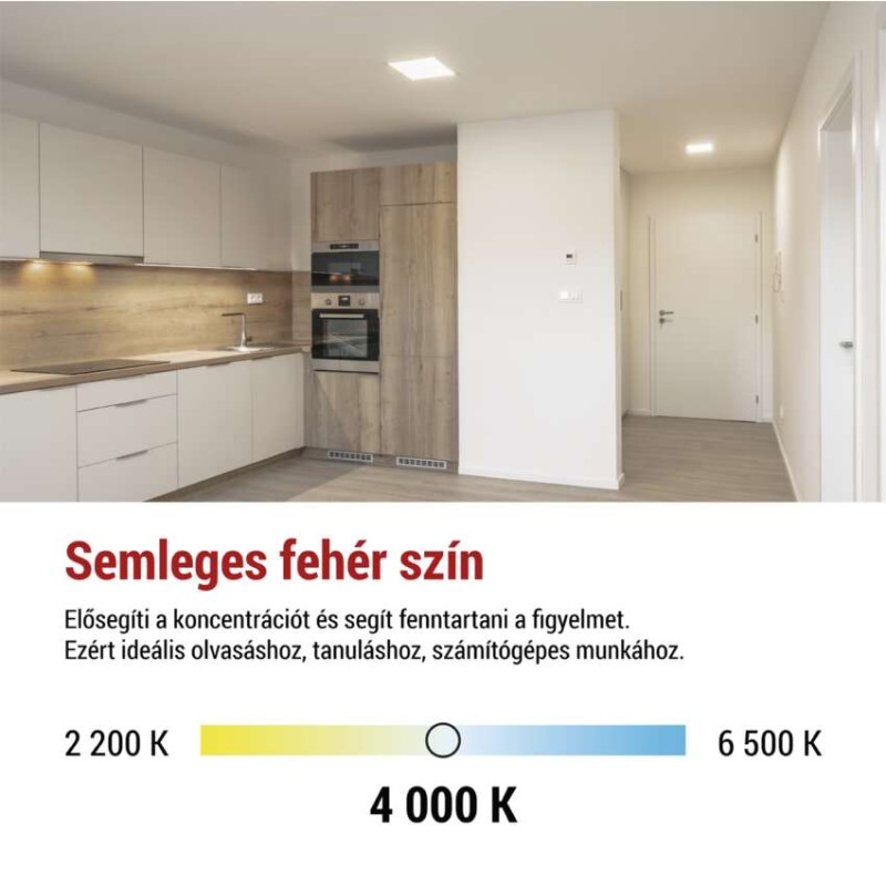 LED felületi lámpatest FLORI négyzet, fehér, 22W, semleges fehér