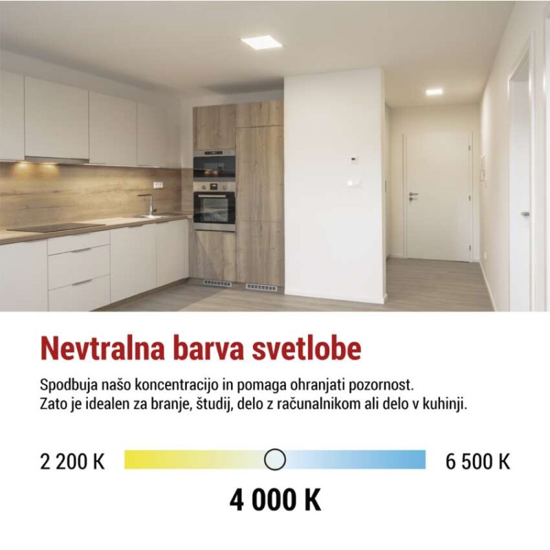 LED svetilo nadometno FLORI kvadratni, bela, 22W, nevtralna bela
