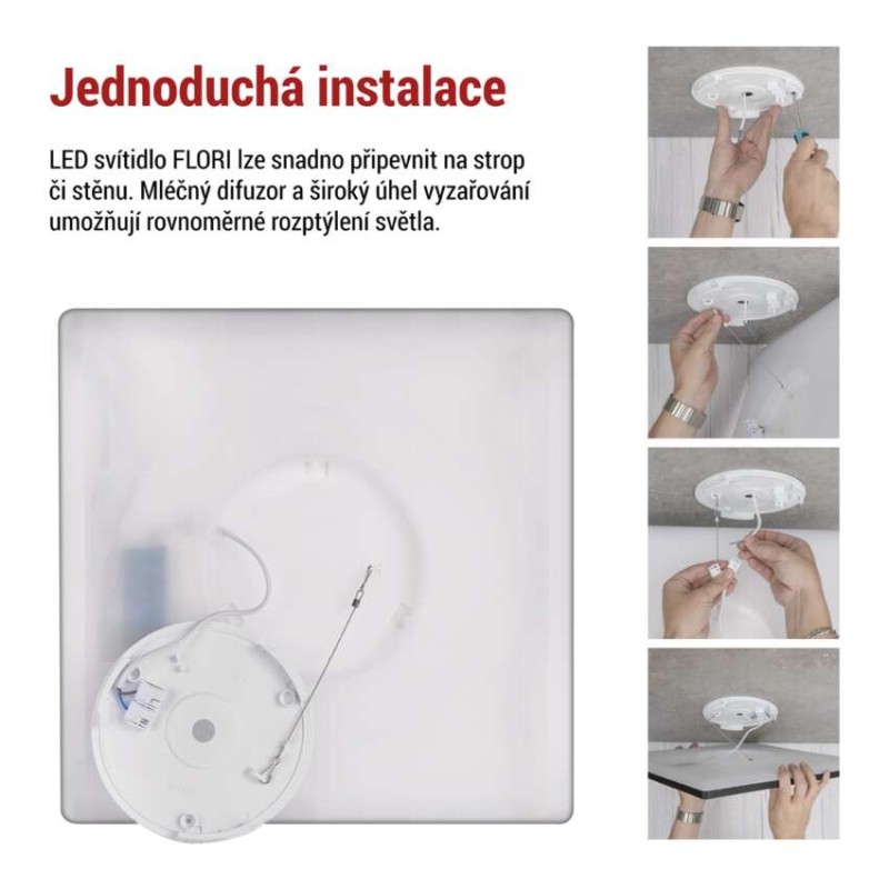 LED přisazené svítidlo FLORI čtvercové, černé, 22W, neutrální bílá