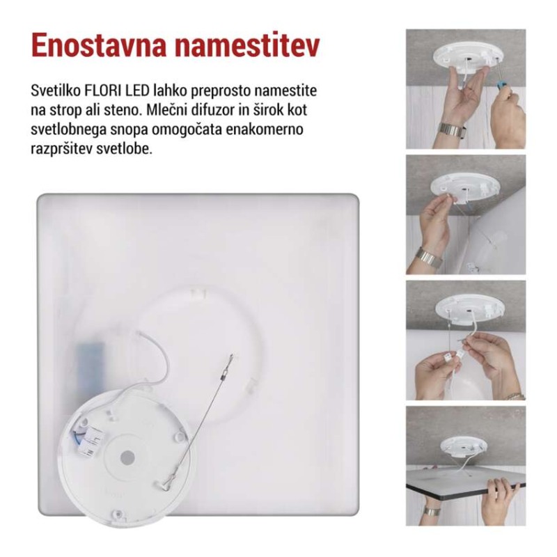 LED svetilo nadometno FLORI kvadratni, črna, 22W, nevtralna bela