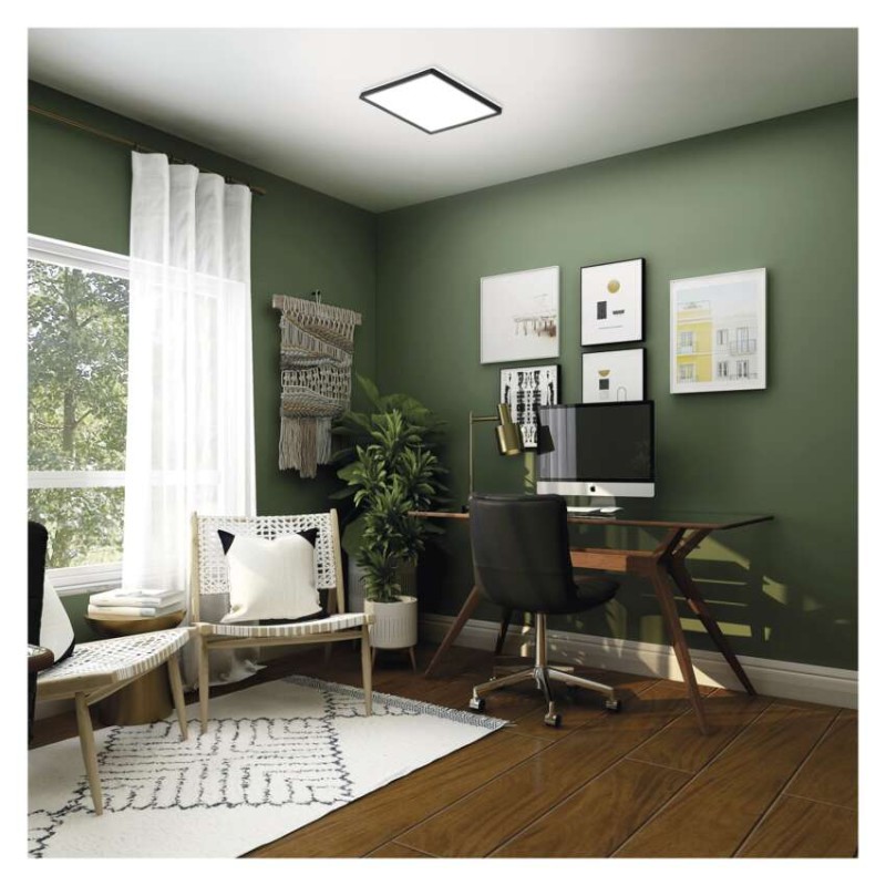 LED gaismeklis FLORI kvadrāts, melnā, 22W, neitrāli balts