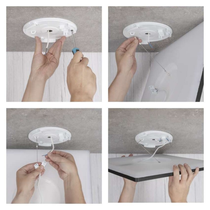 LED gaismeklis FLORI kvadrāts, melnā, 22W, neitrāli balts