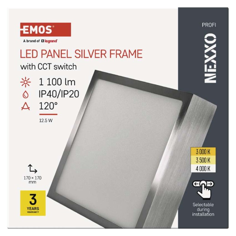 LED svítidlo NEXXO broušený nikl, 17 x 17 cm, 12,5 W, teplá/neutrální bílá