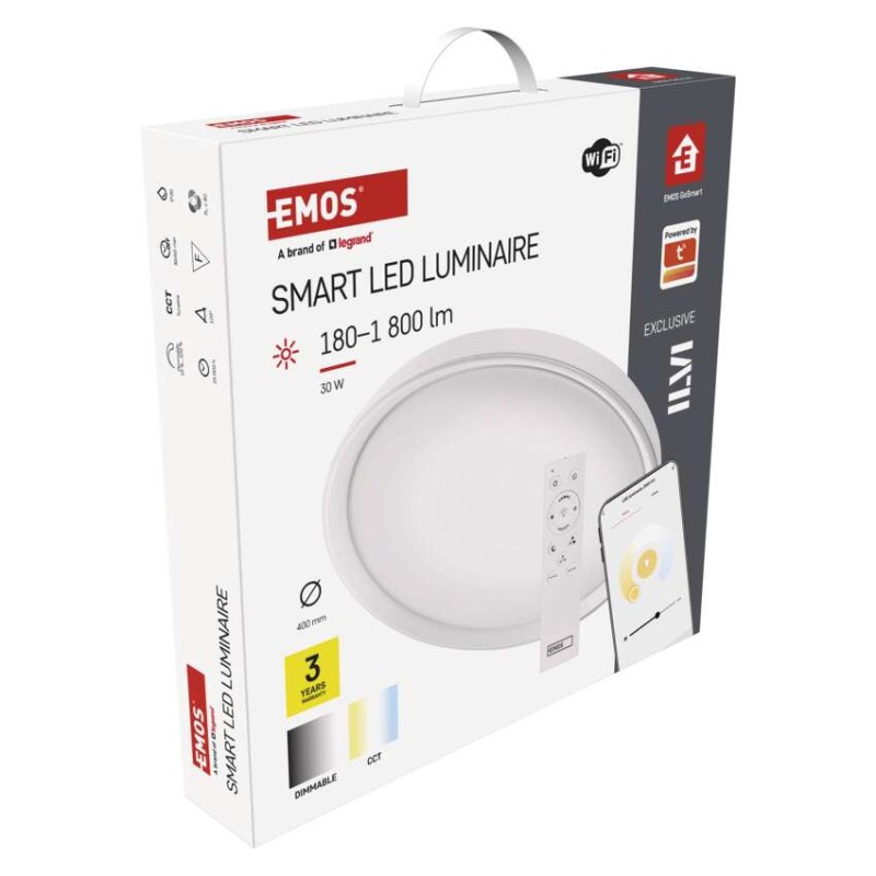 Inteligentné LED svietidlo GoSmart, prisazené, kruhové, 30W, CCT, stmievateľné, WiFi