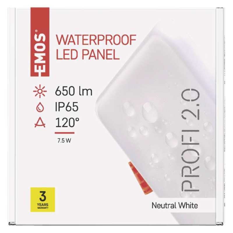 EMOS LED panel VIXXO beépíthető 7,5W 650lm IP65 term. fehér