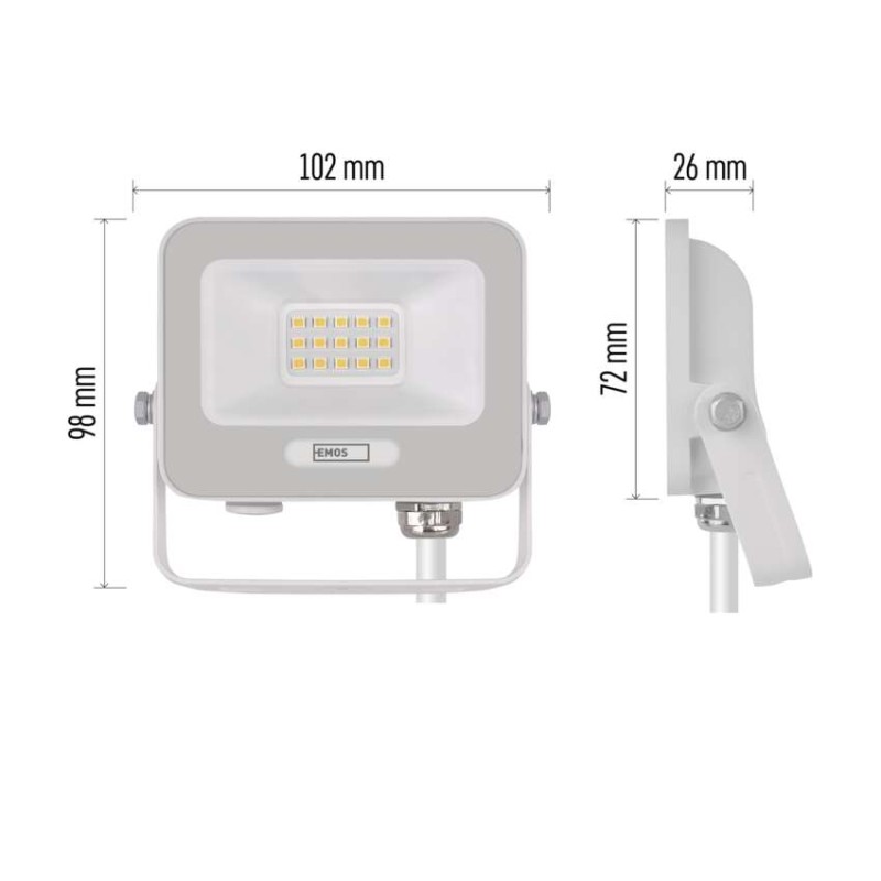 LED reflektor GLARO 10W, fehér, IP65, 1000 lm, természetes fehér