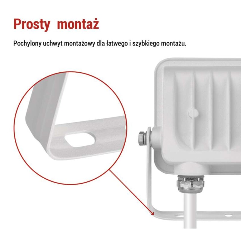 Naświetlacz LED GLARO 10W, biały, IP65, 1000 lm, neutralna biel