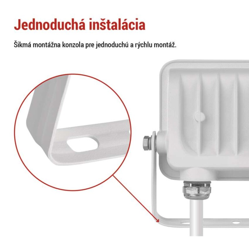 LED reflektor GLARO 10W, biely, IP65, 1000 lm, neutrálna biela