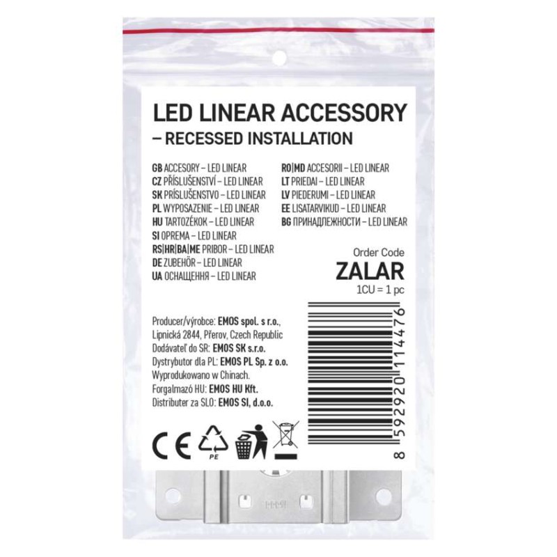 Sada háčků pro vestavnou montáž lineárních svítidel ORTO