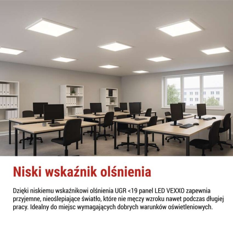 Panel LED VEXXO 60×60 33W Powiązany IP20 neutralna biel UGR