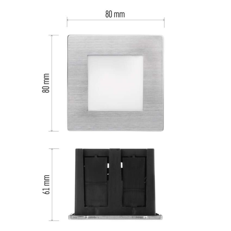 LED orientačné vstavané svietidlo AMAL 80×80 2W neutr. b.,IP65
