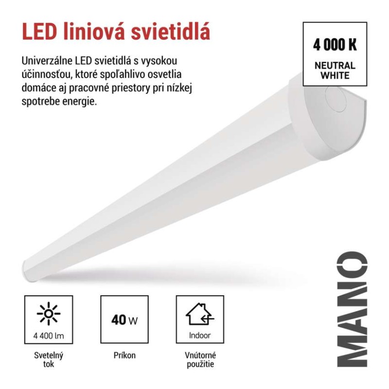 LED liniové svietidlo MANO 40W, neutrálna biela