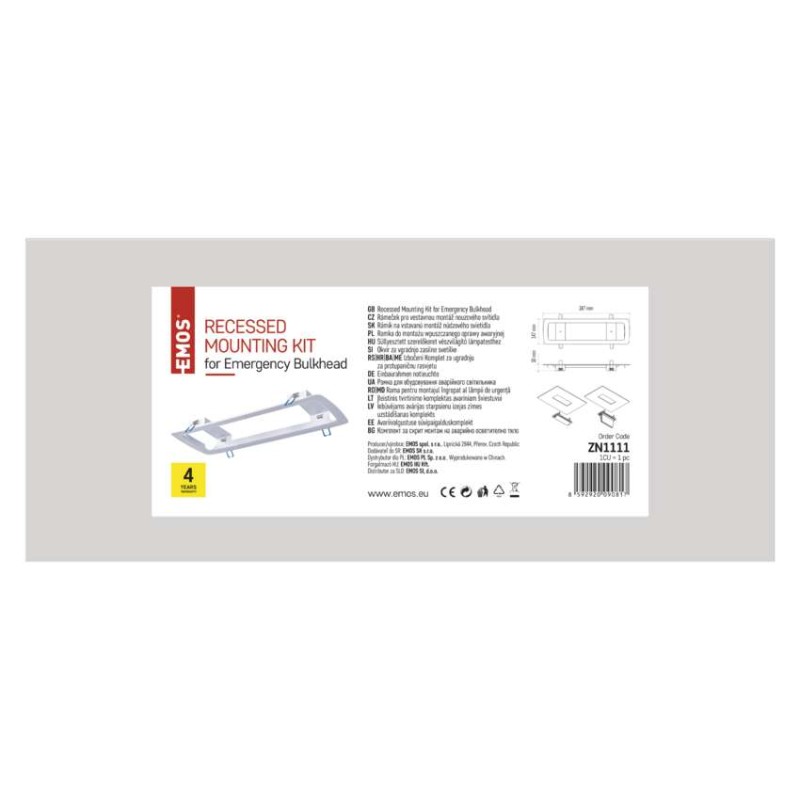 Rámeček NESSI pro vestavnou montáž nouzového svítidla, ocelový plech