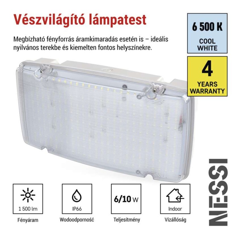 EMOS LED vészvilágító lámpatest NESSI 10W 3 óra IP66