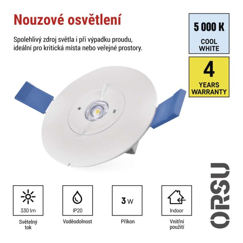 Nouzové svítidlo ORSU 2W 300lm 3h MT