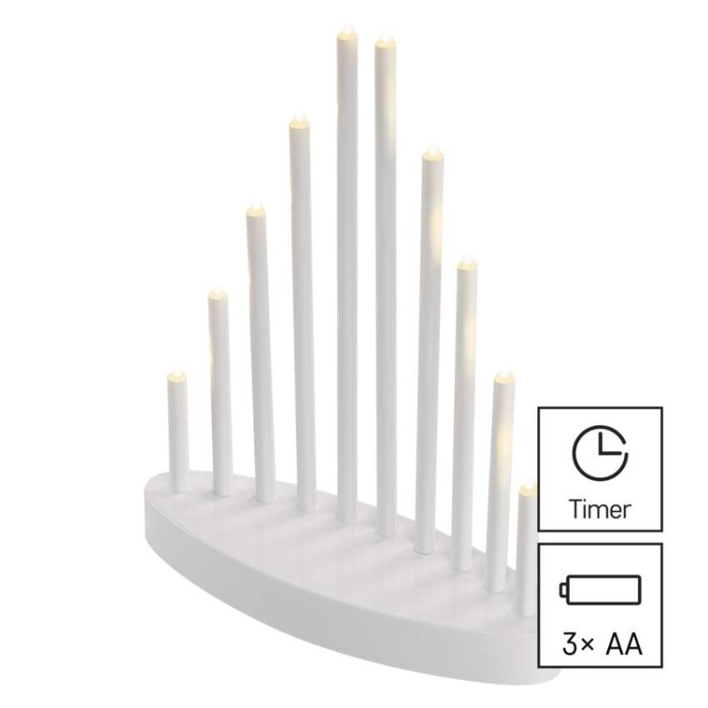 LED svietnik biely, 24,5 cm, 3x AA, vnútorný, teplá biela, časovač