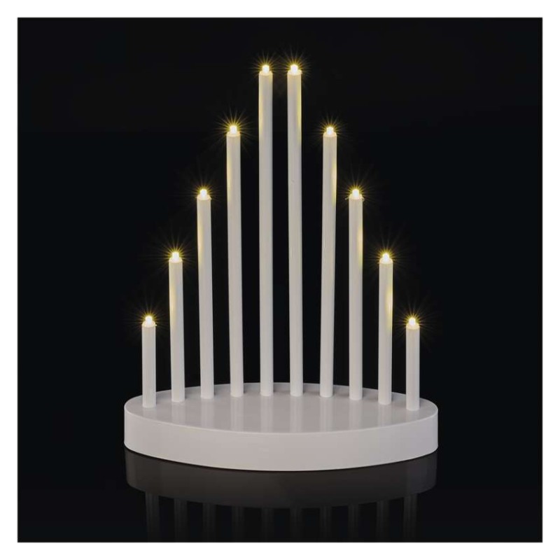 LED svietnik biely, 24,5 cm, 3x AA, vnútorný, teplá biela, časovač