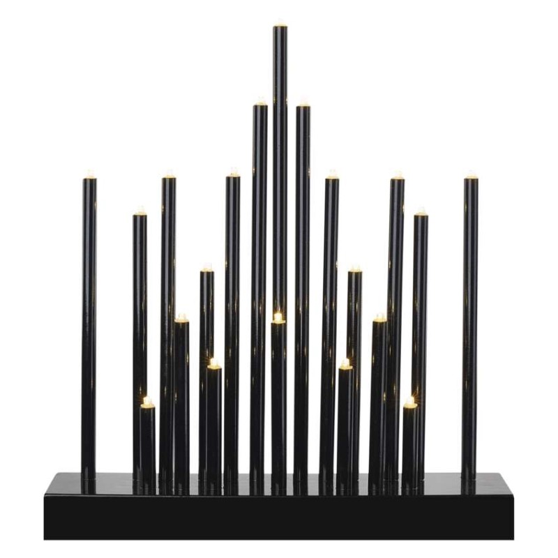 LED gyertyatartó, fekete, 27,5 cm, 3x AA, beltéri, meleg fehér, időzítő