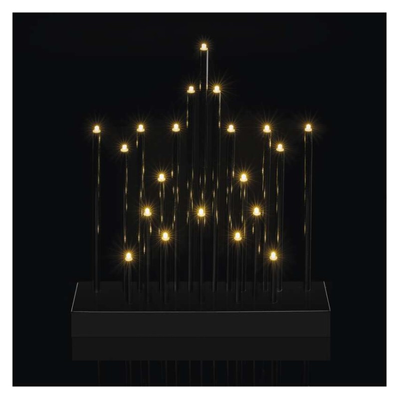 LED gyertyatartó, fekete, 27,5 cm, 3x AA, beltéri, meleg fehér, időzítő