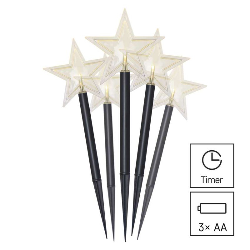 LED Ziemassv. zvaigznes laternas, 30 cm, liet. ārā un iekštelpās, silti baltas, ar taimeru