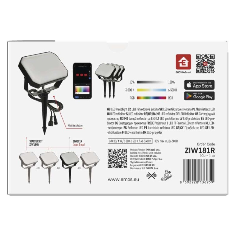 GoSmart venkovní LED reflektor, rozšiřující sada, 1 díl, 4 W, RGBIC stmívatelné, WiFi