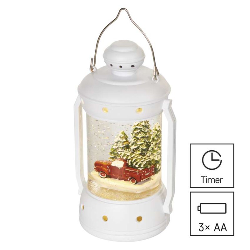LED vánoční lucerna, 19,5 cm, 3x AA, vnitřní, teplá bílá, časovač