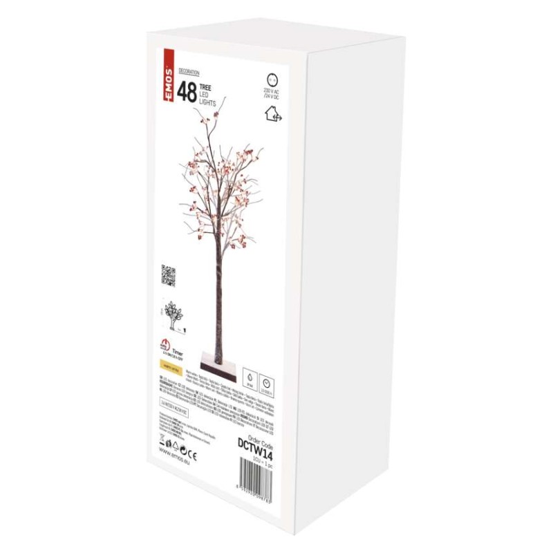 LED világító karácsonyfa gömbökkel, 120 cm, kültéri és beltéri, meleg fehér, időzítő