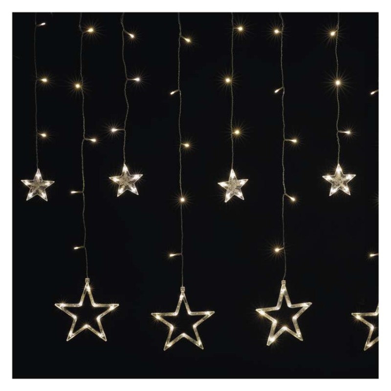 LED karácsonyi fényfüggöny – csillagok, 185x105 cm, beltéri, meleg fehér