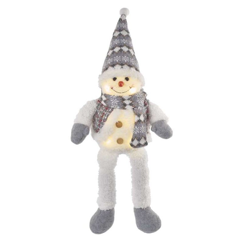 LED Weihnachts-Schneemann sitzend, 31 cm, 3x AA, Innen, warmweiss