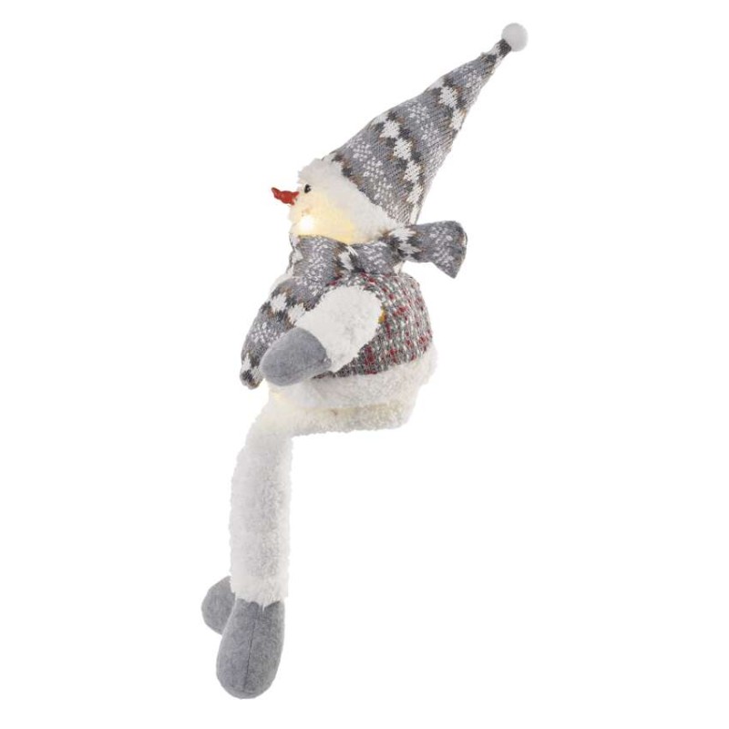 LED Weihnachts-Schneemann sitzend, 31 cm, 3x AA, Innen, warmweiss