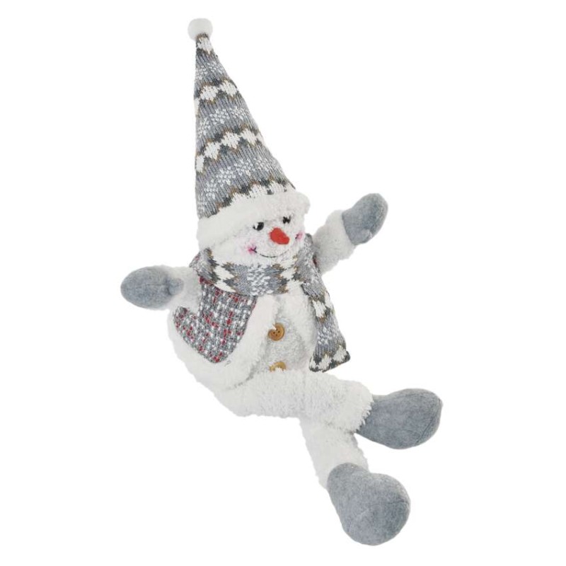 LED Weihnachts-Schneemann sitzend, 31 cm, 3x AA, Innen, warmweiss
