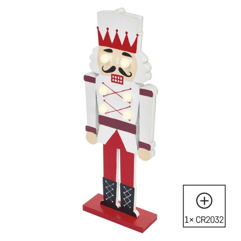 Dekoracje - 6 LED drewniany żołnierz 29 cm 1 × CR2032, ciepła biel, IP20