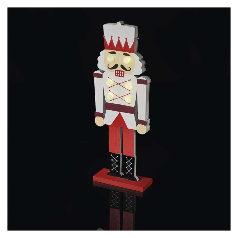 Dekoracje - 6 LED drewniany żołnierz 29 cm 1 × CR2032, ciepła biel, IP20