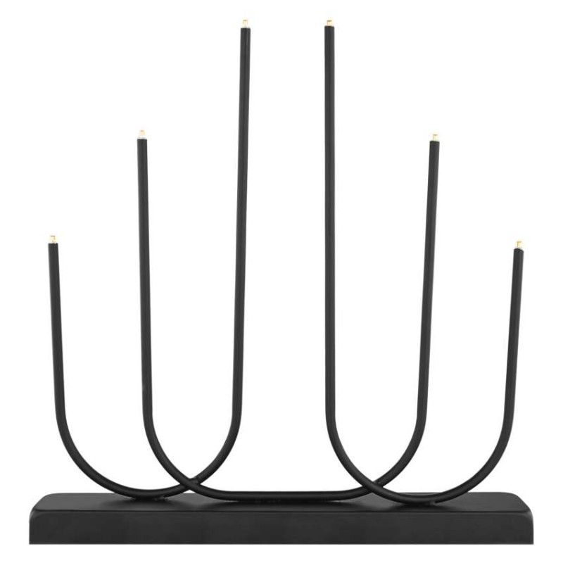 LED svietnik kovový čierny, 40 cm, 2x AA, vnútorný, teplá biela