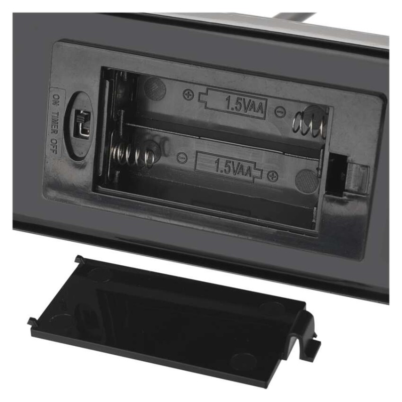 LED svietnik kovový čierny, 40 cm, 2x AA, vnútorný, teplá biela