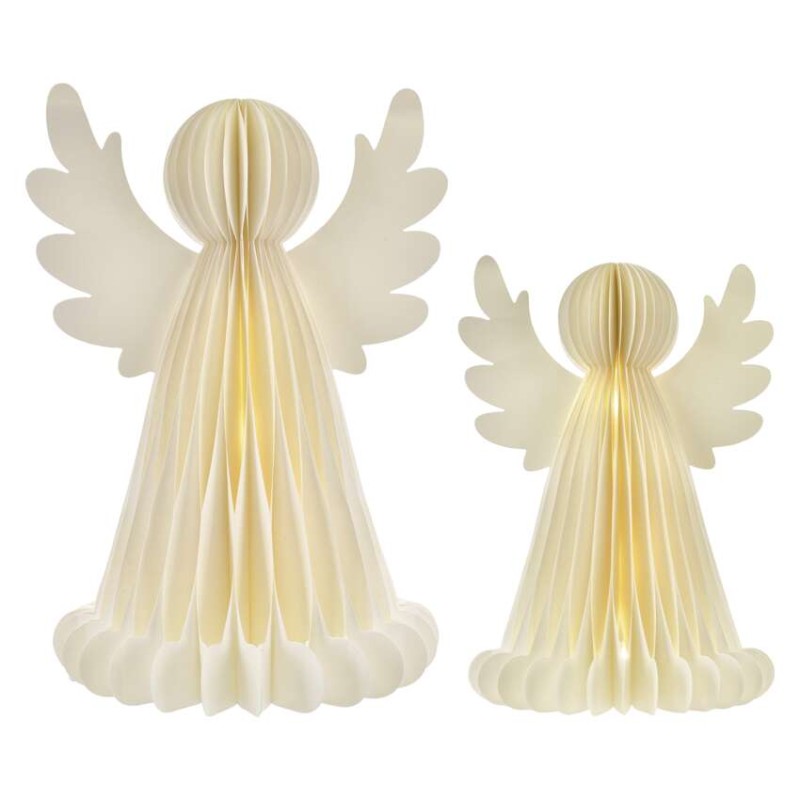 Dekoracje - anioły papierowe 2x 10 LED, 2 szt., 28/38 cm, ciepła biel, IP20, timer