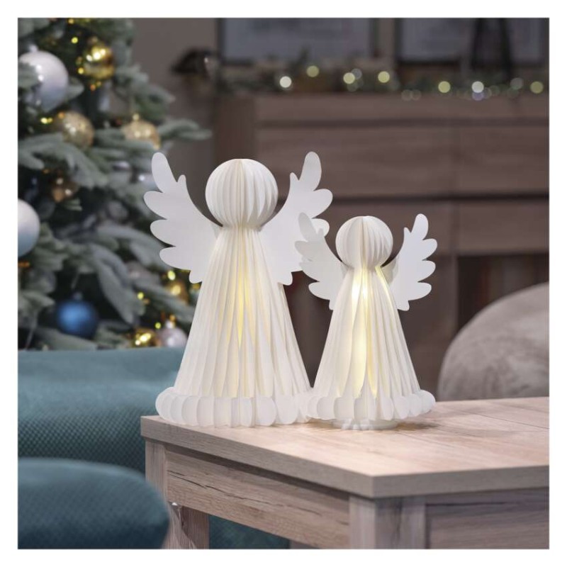 Dekoracje - anioły papierowe 2x 10 LED, 2 szt., 28/38 cm, ciepła biel, IP20, timer