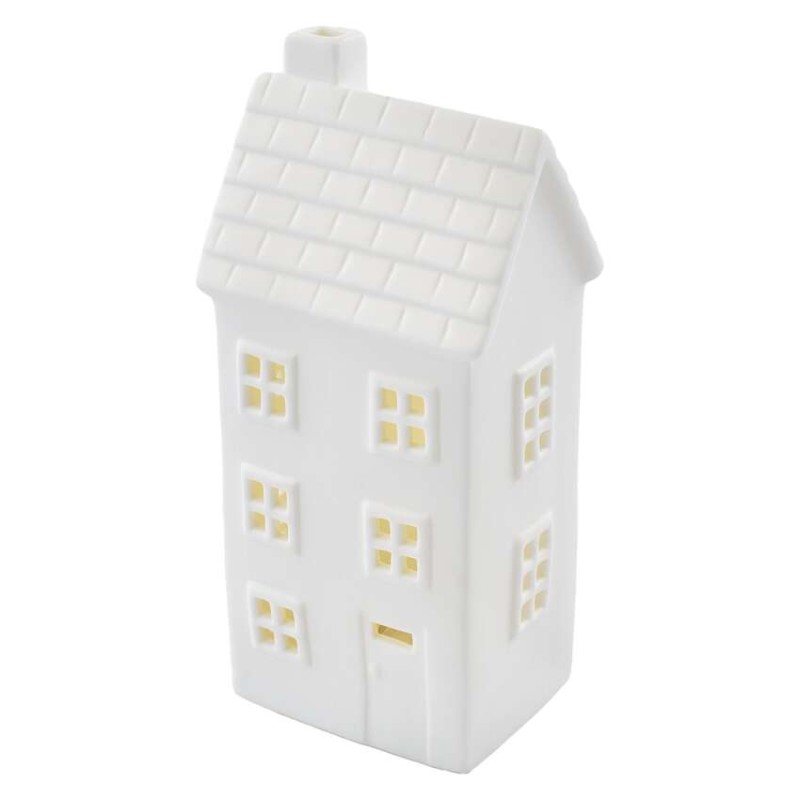 LED keramický domeček, 16 cm, 1x CR2032, vnitřní, teplá bílá, časovač