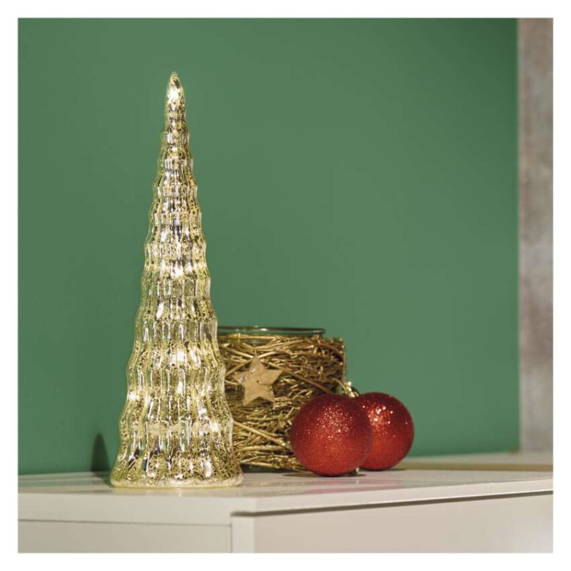 LED-Weihnachtsbaum aus Glas, 27 cm, 2x CR2032, Innen, warmweiss, Timer