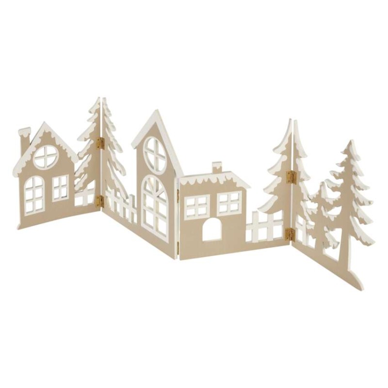 LED dekorācija no koka - ciemats, 60 cm, 2x AA, silti balta gaisma, taimeris