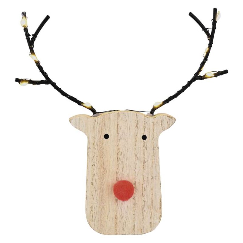 LED dekorace dřevěná – sob, 16 cm, 2x AAA, vnitřní, teplá bílá, časovač,12 ks, display box