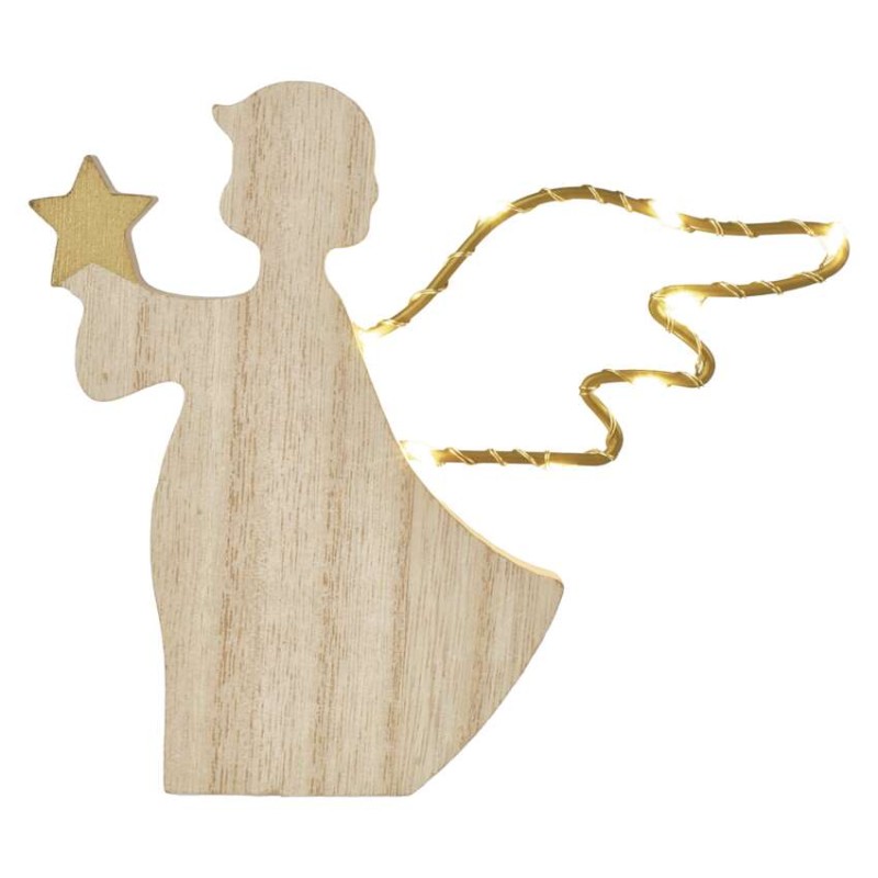 Dekoracje - anioł 8 LED, 13 cm, 2x AA, ciepła biel, IP20, timer