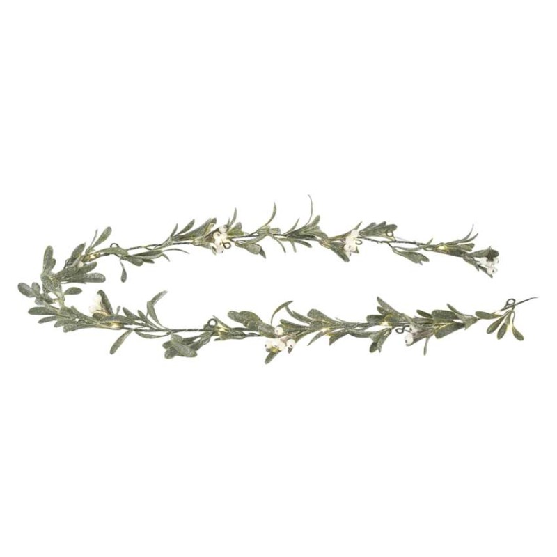 Dekoracje - girlanda jemioła 25 LED, 1,5 m, 3xAA, ciepła biel, IP20, timer